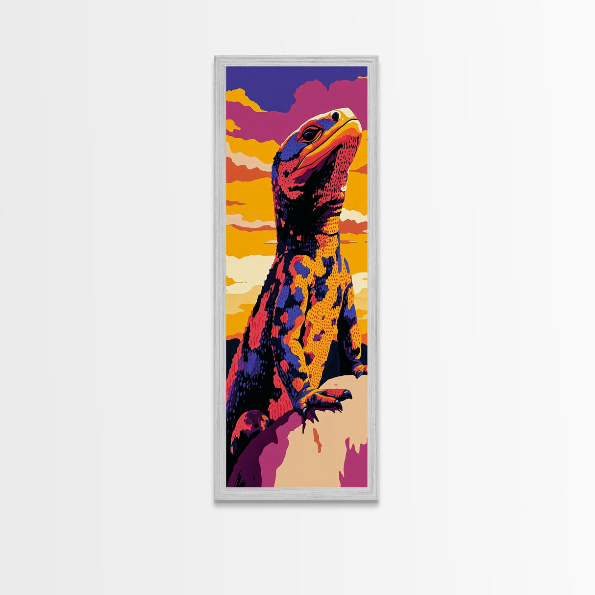Colorful Lizard Pop Art Framed Canvas Print Whimsical Art Bright Colors Wall Art Southwest Wall Art Geometric Wall Art