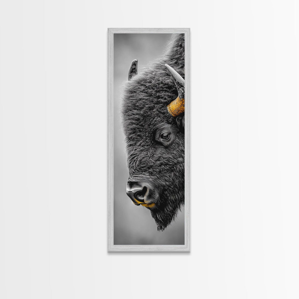American Bison Close-Up Framed Canvas Print | Rustic Wall Art | Western Decor | Moody Art | Wildlife Painting | Gift Idea | Farmhouse Art