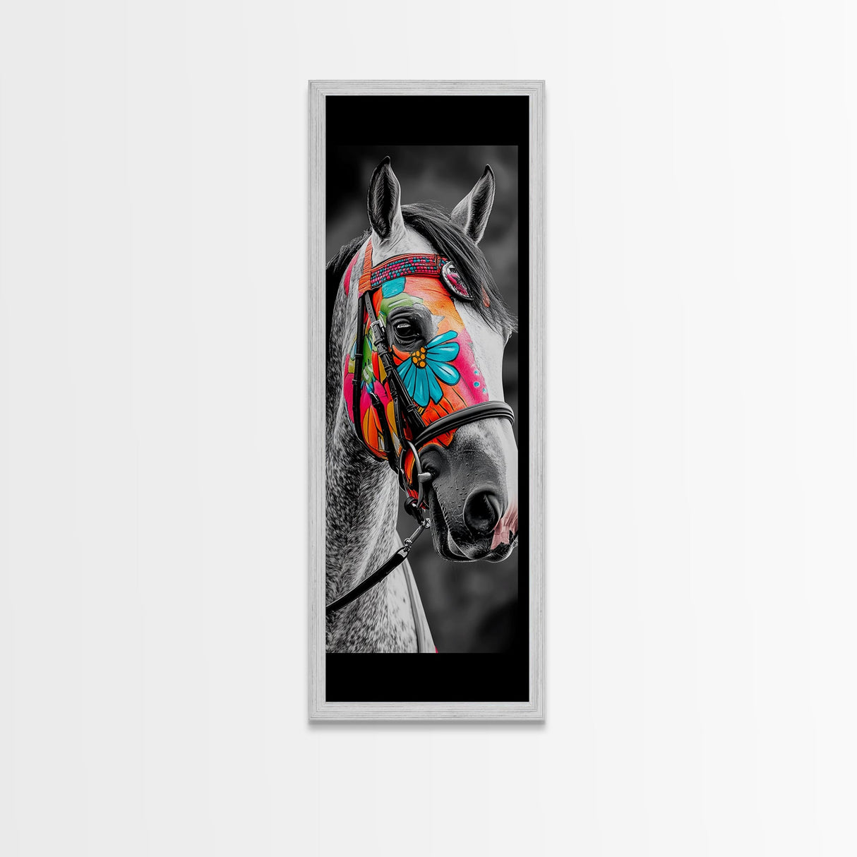 Painted Horse Portrait Framed Canvas Print | Horse Wall Art | Rustic Western Decor | Moody Art | Farmhouse Wall Art | Gift Idea
