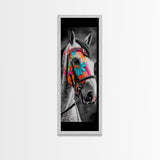 Painted Horse Portrait Framed Canvas Print | Horse Wall Art | Rustic Western Decor | Moody Art | Farmhouse Wall Art | Gift Idea