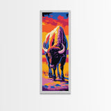 Pop Art Bison Canvas Print Southwest Wall Art Bright Wall Art Tall Narrow Art Colorful Art Above Couch Art