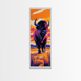 Vibrant Bison Canvas Print Pink Orange Wall Art Southwest Wall Art Rustic Art Tall Narrow Art Gift Idea Him