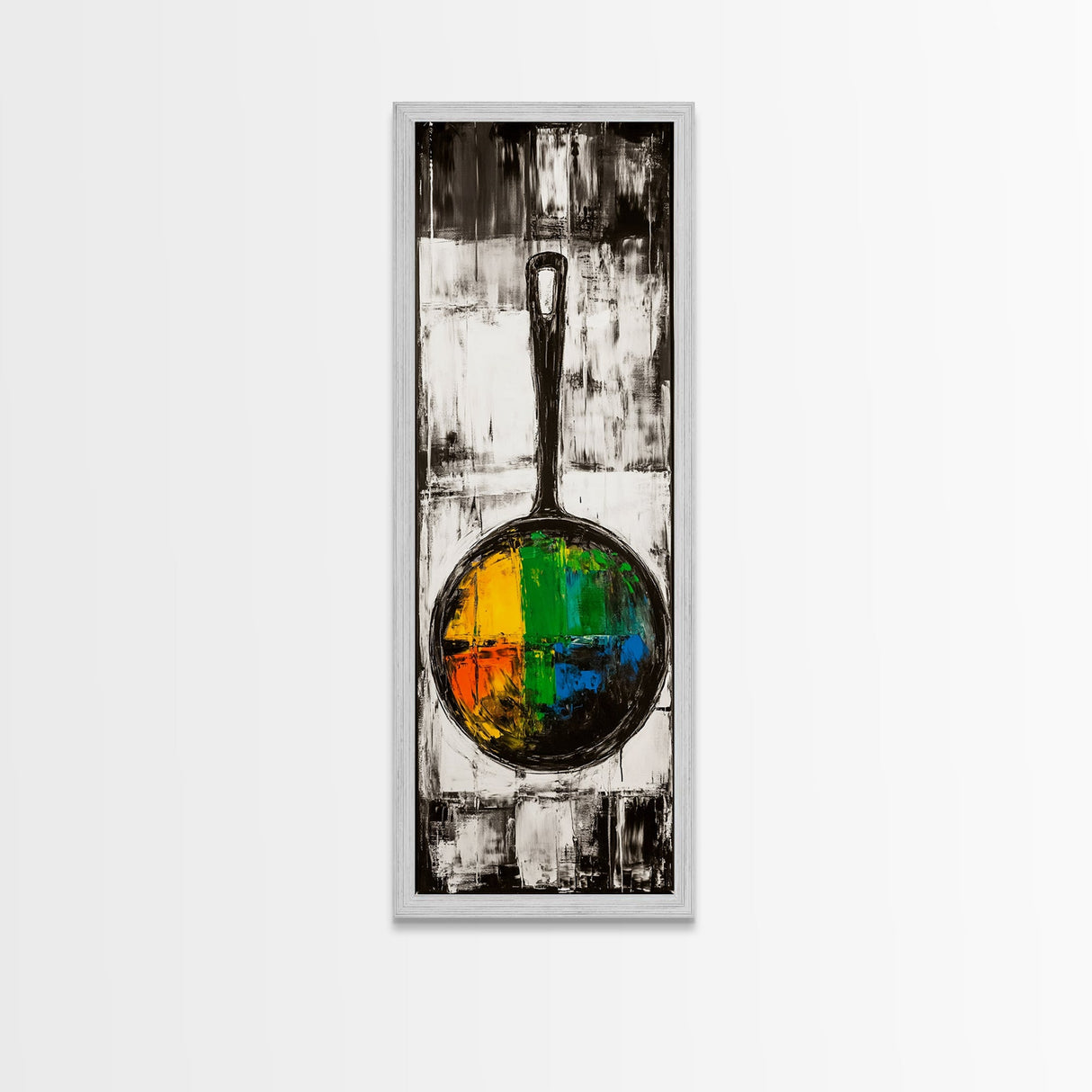 Abstract Frying Pan Painting Framed Canvas Print Kitchen Wall Art Food Review Art Moody Art Rustic Wall Art Wabi Sabi Decor