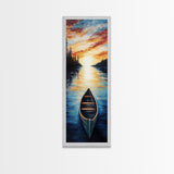 Sunset Canoe Reflection Canvas Print Coastal Landscape Art Nautical Decor Rustic Wall Art Lake Tahoe Art Above Bed Wall Art
