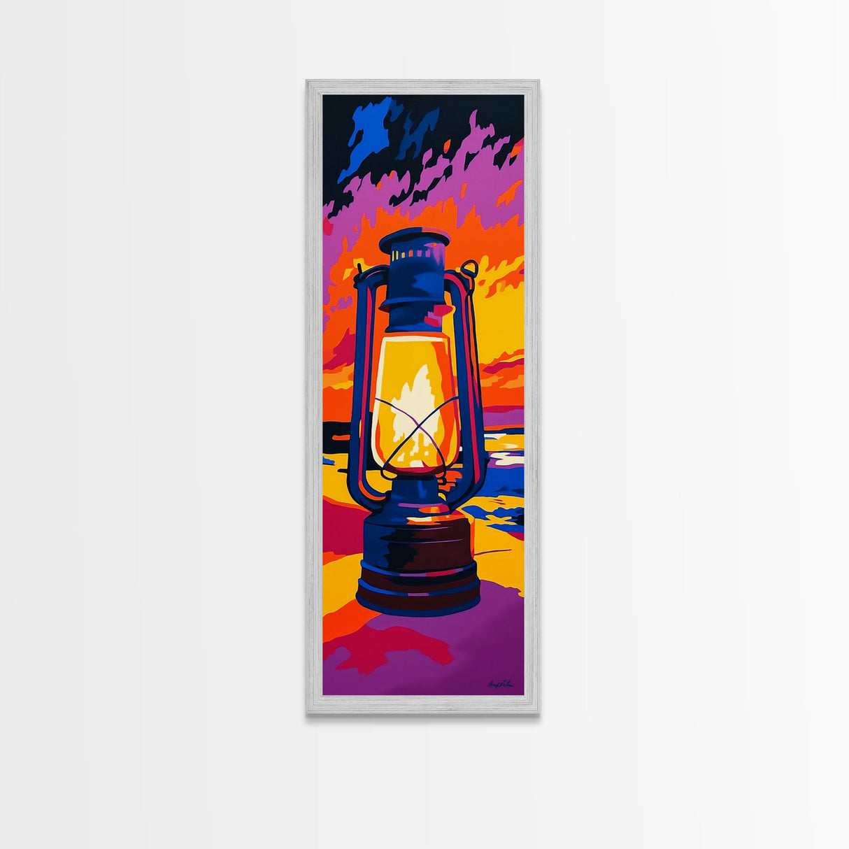 Vibrant Lantern Painting Framed Canvas Print Moody Art Rustic Decor Southwest Wall Art Living Room Art Colorful Wall Art