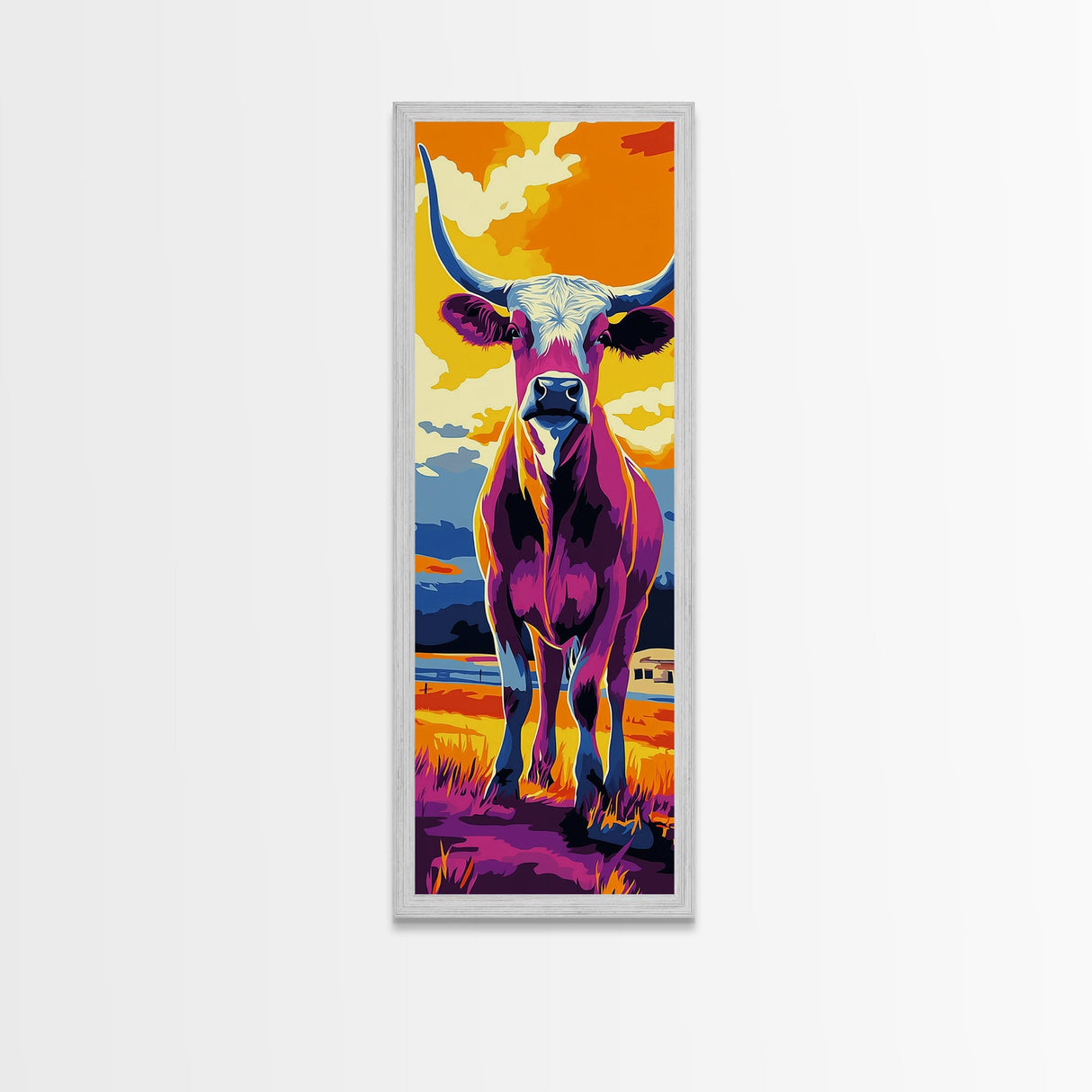 Pop Art Longhorn Canvas Print colorful cow art rustic wall art southwest wall art living room art above sofa art gift idea for her