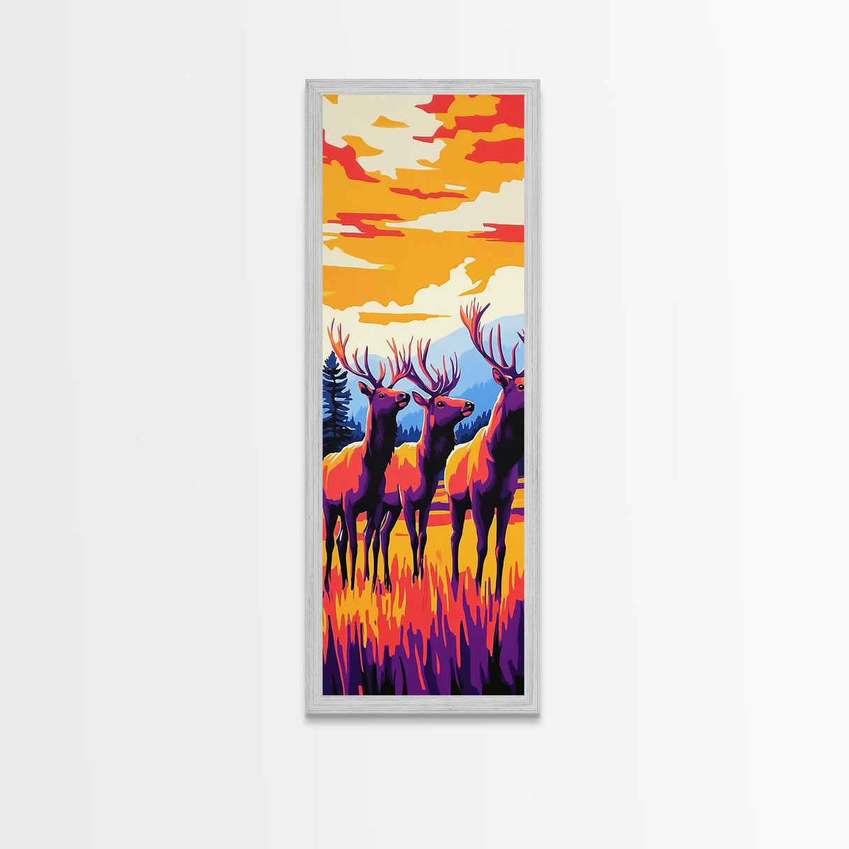 Autumn Elk Silhouette Canvas Print wildlife art southwest wall art orange pink wall art rustic decor gift idea hunting lodge art