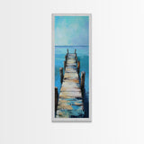 Coastal Dock Painting Framed Canvas Print coastal painting nautical wall art coastal decor seascape painting rustic wall art bedroom art