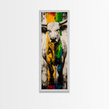 Colorful Bull Art Framed Canvas Print bull and bear art rustic decor farmhouse art southwest wall art geometric wall art extra wide art