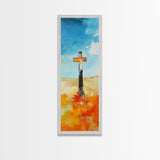 Abstract Cross Painting Framed Canvas Print rustic wall art, fruit of the spirit wall art, moody art, spiritual painting, Christian art