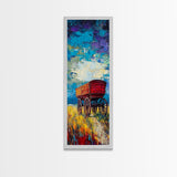 Impressionist Wagon on Blue Canvas Print rustic wall art, farmhouse art, barn landscape oil painting, vintage art, moody art, gift idea him