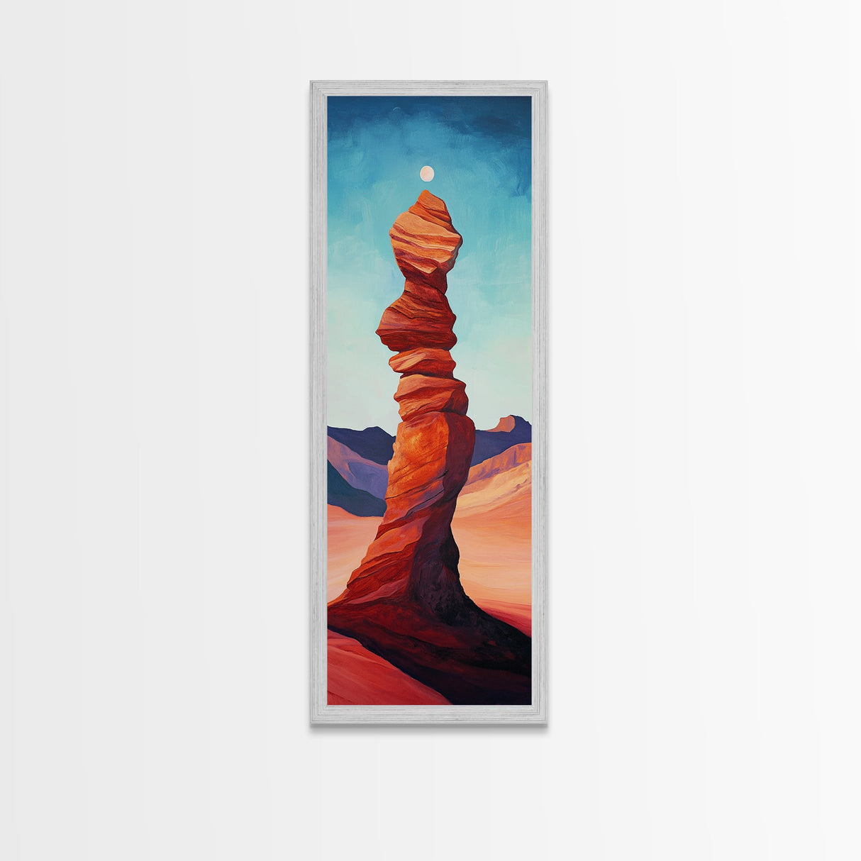 Red Rock Balance Framed Canvas Print, Southwest Wall Art, Joshua Tree Art, Tall Narrow Art, Boho Art, Geometric Wall Art