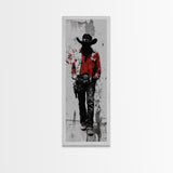 Gunslinger Cowboy Art, Framed Canvas Print, cowgirl painting, rustic wall art, moody art, gift idea, southwest wall art, vintage art