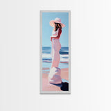 Woman in White Dress Canvas Print, Coastal Cowgirl Wall Art, Minimalist Art, Boho Art, Bedroom Art, Guest Room Art, Nautical Decor