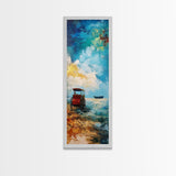 Seaside Wagon Oil Painting Framed Canvas Print, Coastal Landscape Art, Nautical Decor, Marsh Painting, Farmhouse Art, Above Couch Art