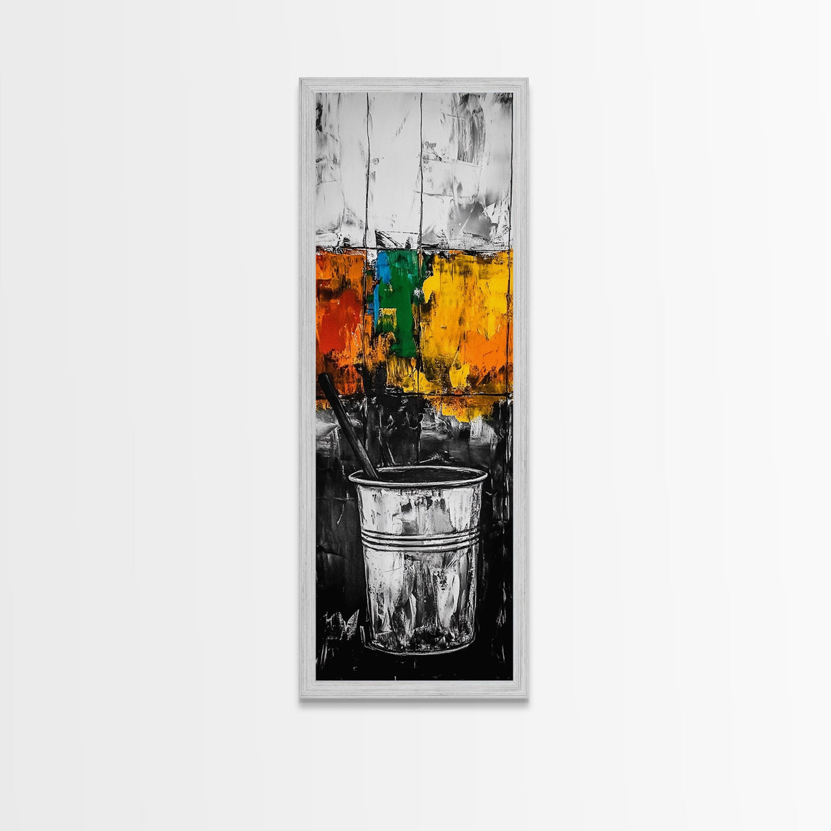 Industrial Paint Bucket Canvas Print, Graffiti Wall Art, Abstract Art, Moody Art, Rustic Decor, Chicano Art, Tall Narrow Art, Modern Home Art