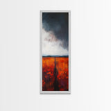 Moody Landscape Framed Canvas Print dark romance painting poppy wall art fall decor tall narrow art above bed wall art vertical wall art