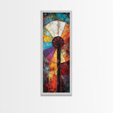 Vibrant Windmill Wall Art Canvas Print Rustic Farmhouse Art Colorful Abstract Painting Tall Skinny Art Living Room Art