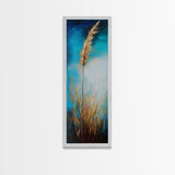 Golden Wheat Field Canvas Print Rustic Wall Art Vertical Landscape Painting Wabi Sabi Art Minimalist Art Tall Narrow Art