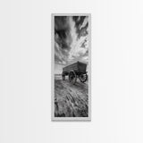Old Wooden Wagon, Rustic Landscape, Framed Canvas Print, Western Décor, Farmhouse Wall Art, Minimalist Art, Extra Wide Art