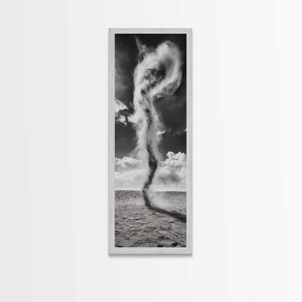 Dust Storm, Twister Framed Canvas Print, dramatic landscape painting, panoramic art, moody art, western décor, extra wide art, rustic wall art