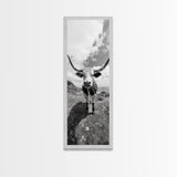 Texas Longhorn Art, Canvas Print, rustic decor, bull and bear art, cowboy western wall art, farmhouse decor, barn landscape oil painting