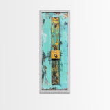 Textured Rustic Art, Canvas Print, Wabi Sabi Wall Art, Teal Wall Art, Abstract Minimalist Art, Tall Narrow Art, Farmhouse Decor