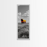 Nostalgic Wagon Trail Framed Canvas Print | Western Decor | Rustic Wall Art | Moody Landscape Art | Farmhouse Painting | Gift Idea | Panoramic Art