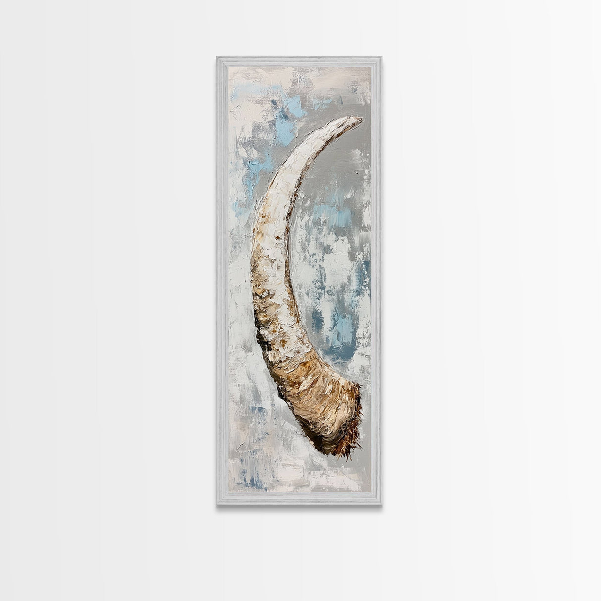 Abstract Horn Art Rustic Wall Decor Framed Canvas Print | Wabi Sabi Art | Minimalist Art | Neutral Home Decor | Textured Painting