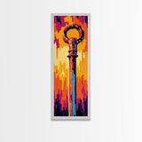 Bold Pop Art Key Painting Framed Canvas Print | Graffiti Wall Art | Blotter Art | Retro Wall Art | Colorful Modern Decor