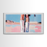 White Boots Painting, Southwest Wall Art, Country Western Aesthetic, Pink and Blue Art, Framed Canvas Print, Rustic Decor, Extra Wide Art