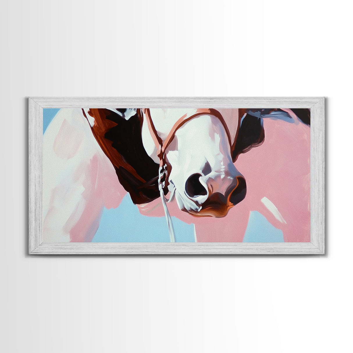 Horse Close Up, Vintage Horse Art, Rustic Wall Art, Southwest Wall Art, Extra Wide Art, Light Pink Wall Art, Framed Canvas Print, Living Room Art