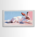 Jackrabbit, desert wildlife, whimsical art, framed canvas print, pink wall art, gift idea, light pink wall art, above sofa art
