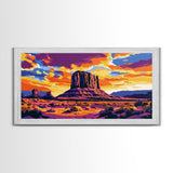 Monument Valley, desert painting, southwest wall art, mountain painting, boho art, panoramic art, Canvas Print, rustic wall art, cowboy gift