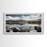 Majestic Lake Reflection Canvas Print Landscape Painting Mountain Painting Nature Wall Art Bedroom Art Extra Wide Panoramic Art