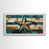 Lone Star Art, Framed Canvas Print, Rustic Wall Art, Southwest Wall Art, Geometric Wall Art, Extra Wide Art, Above Couch Art, Farmhouse Decor
