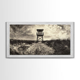 Lifeguard Tower, Coastal Landscape Art, Wabi Sabi Art, Rustic Decor, Moody Art, Nautical Wall Art, Canvas Print