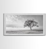 Solitary Tree, Minimalist Art, Landscape Painting, Oak Tree Art, Extra Wide Art, Moody Art, Wabi Sabi Wall Art, Framed Canvas Print