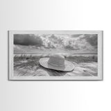 Straw Hat, Coastal Landscape Art, Wabi Sabi Art, Beach Wall Art, Rustic Decor, Extra Wide Art, Coastal Cowgirl Art, Canvas Print