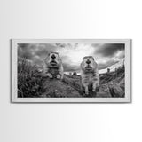 Prairie dogs, whimsical art, rustic wall art, farmhouse art, nature painting, extra wide art, above couch art, framed canvas print