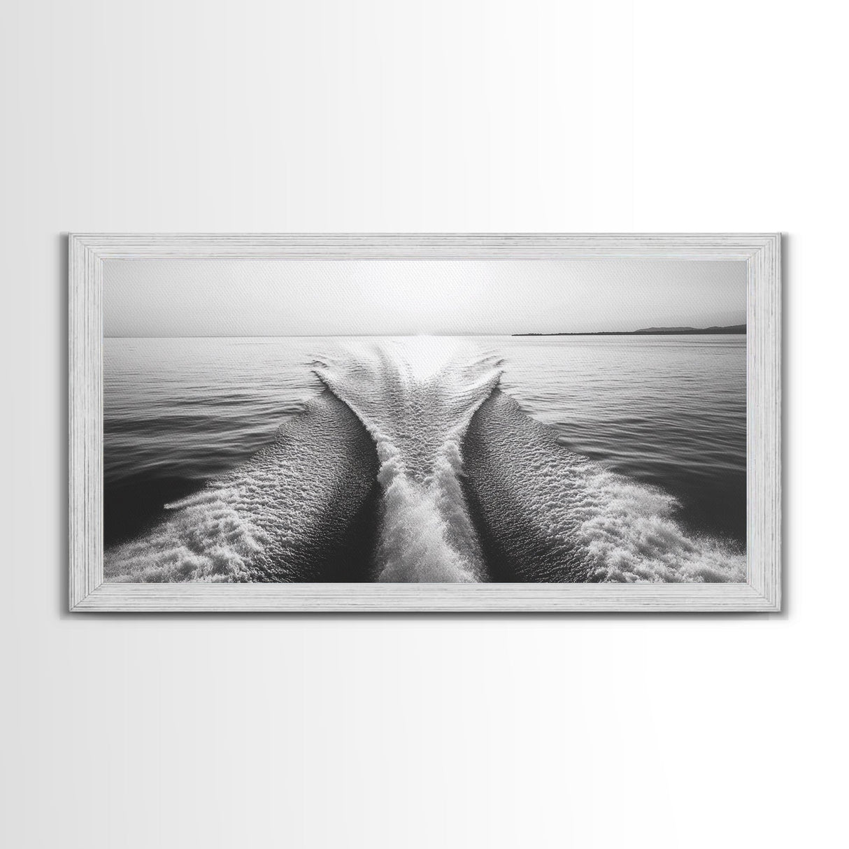 Nautical painting, ocean waves, coastal decor, seascape painting, panoramic art, extra wide art, framed canvas print