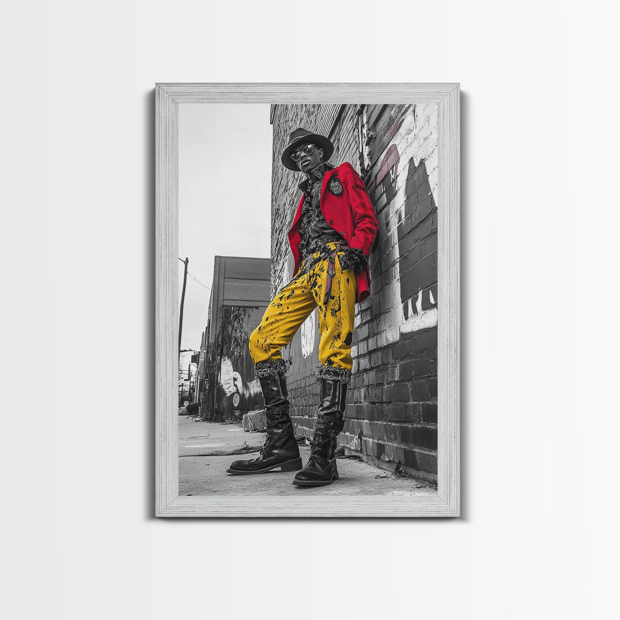 Urban fashion, chicano art, graffiti wall art, framed canvas print, moody cityscape, street style, afrocentric wall art, edgy decor