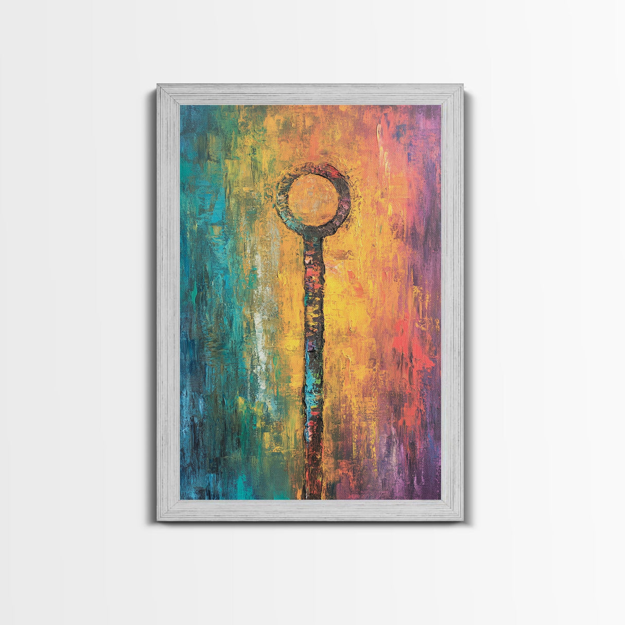 Abstract Key Painting, Bold Colorful Art, Wabi Sabi Wall Art, Southwest Wall Decor, Framed Canvas Print, Gift Idea, Modern Art