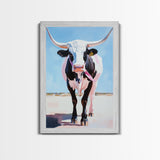 Longhorn Cow, Western Wall Art, Rustic Decor, Canvas Print, Southwest Wall Art, Farmhouse Art, Gift Idea, Living Room Art, Boho Art