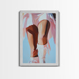 Cowgirl Boots, black cowgirl painting, coastal cowgirl wall art, rustic decor, light pink wall art, western aesthetic, Framed Canvas Print