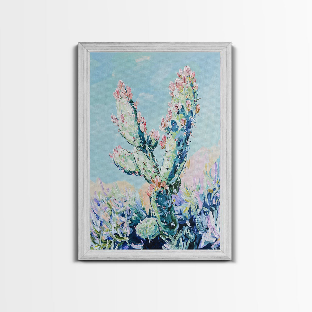 Prickly Pear Cactus, agave painting, southwest wall art, botanical prints, gift idea for her, boho art, desert decor, Canvas Print