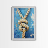 Nautical Knot, Coastal Wall Art, Framed Canvas Print, nautical decor, rustic art, textured painting, nautical painting, coastal cowgirl wall art