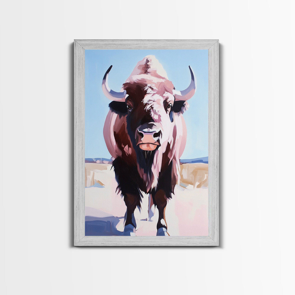 Majestic Bison, Southwest Wall Art, Rustic Decor, Bull And Bear Art, Canvas Print, Farmhouse Style, Living Room Art, Western Painting
