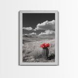 Cactus Bloom, Wildflower Painting, Botanical Prints, Nature Art, Rustic Decor, Southwest Wall Art, Canvas Print, Living Room Art