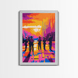 Cowboy Western Art, Chicano Art, Bold Color Painting, Framed Canvas Print, Southwest Aesthetic, Boho Decor, Extra Wide Art, Gift Idea